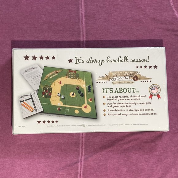 What About Baseball Board Game, Grandma Smiley's, NEW & SEALED - Picture 2 of 2